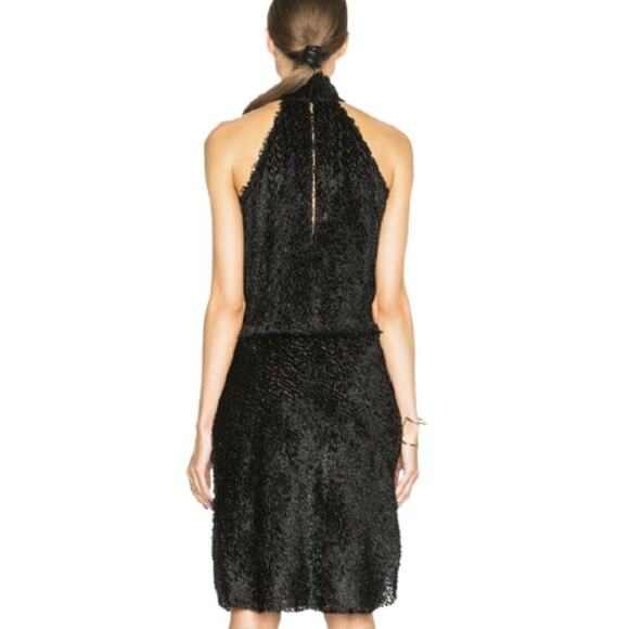 Nili Lotan Black Fringe Silk Blend Blouson Halter Dress NWT Size S - Picture 2 of 9